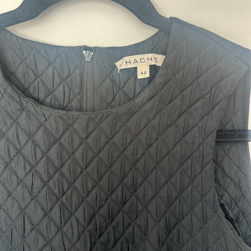 HACHE Italy Black Dress quilted sleeveless dress 42 - Picture 2 of 7